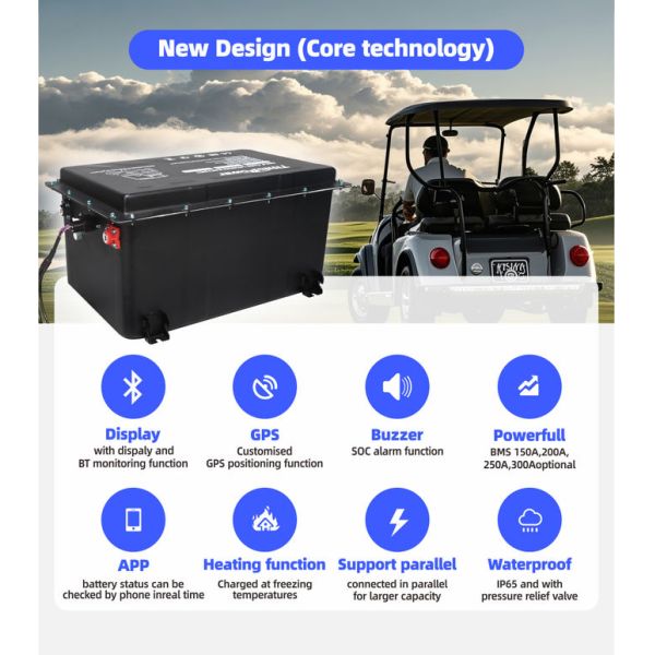 48V 105Ah Golf Cart Lithium Battery Lifepo4 Pack Prismatic With BMS