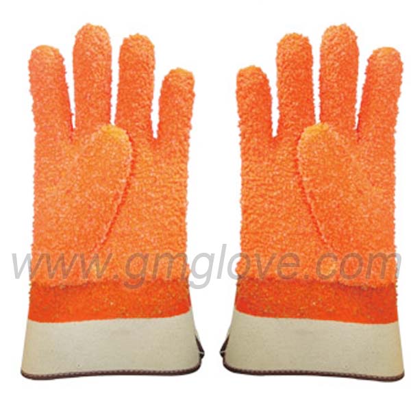 Orange Fluorescent PVC Dipped Gloves,Safety Cuff
