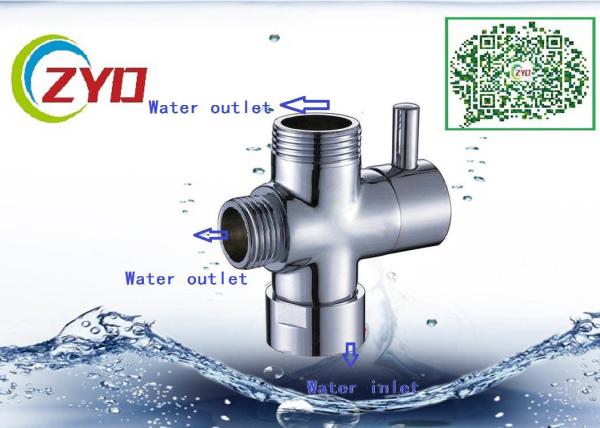 M1/2-M1/2-F3/4 Shower Room Accessory Brass Chrome Plated Three Way T-adapter Toilet Bidet Water Diverter Valve
