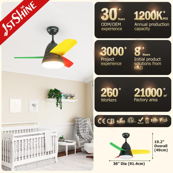 Pequeno tamanho 36 polegadas de lâmina de metal Ventilador de teto elétrico 3 CLR brilho
