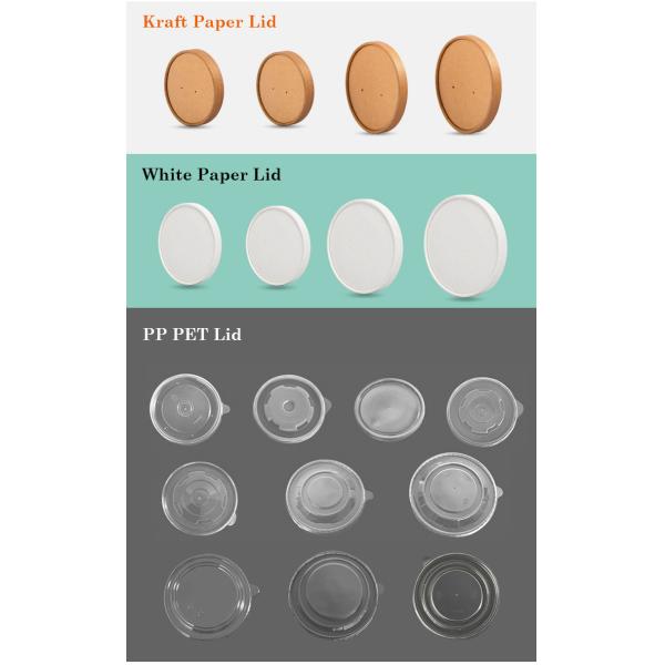 8oz/12oz/16oz/20oz/24oz/32oz Cuencos de sopa de papel negro con tapas para comida caliente Cuencos de papel laminado de oro