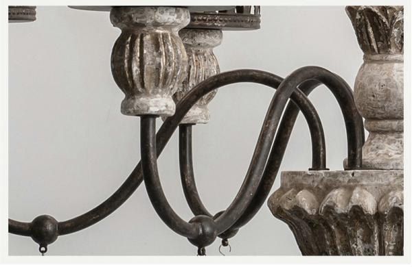 Wood and nickel chandelier with Lampshade for indoor home lighting (WH-CI-56)