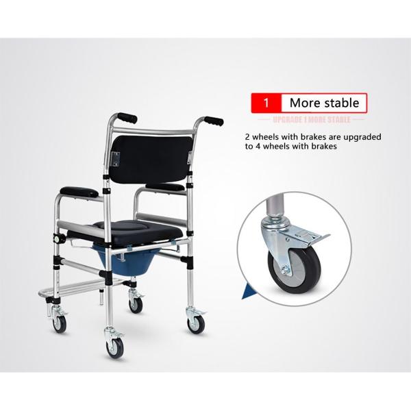 Heavy Duty Aluminum Toilet Wheel Chair With Locking Wheels For Seniors