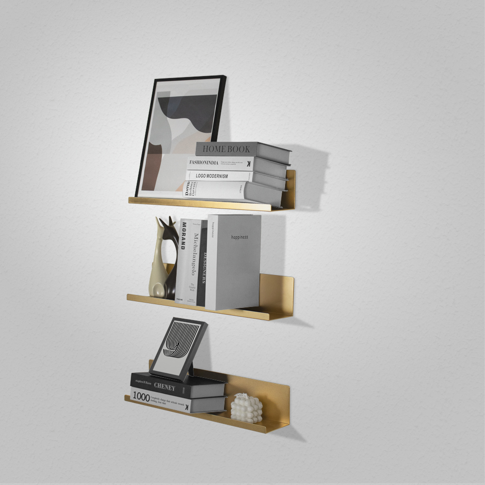 Classic Aluminum L Shape Shelf Wooden Floating Shelf Wall Decoration for Living Room Hardware