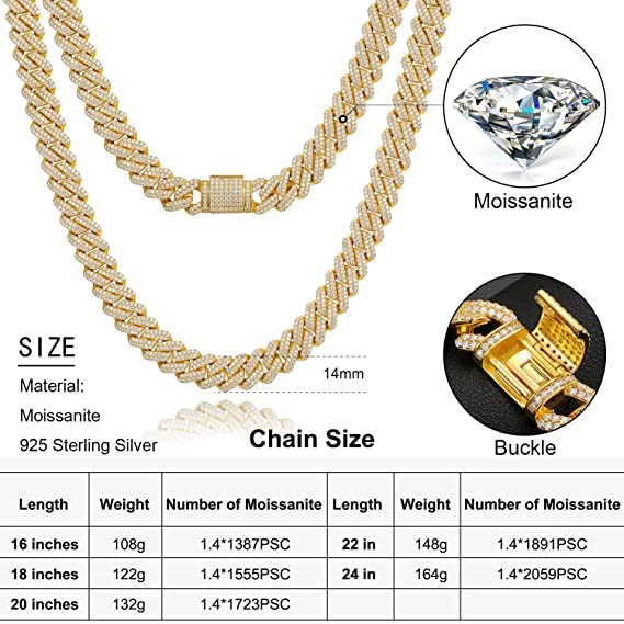 Ширина Майами кубинськая цепная 13mm цепи 925 NGTC Moissanite кубинськие стерлинговая серебряная