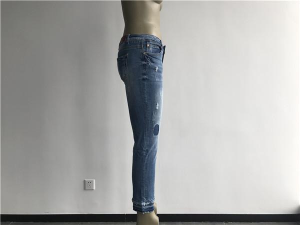 LTD Ladies Denim Jeans / Light Wash Denim Jeans With Blasting / Whisker TW76855