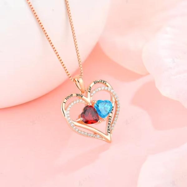 YASVITTI 925 Sterling Silver Eternal Love Heart Pendant Necklace Personalized Rose Gold Plated Crystals CZ Necklace
