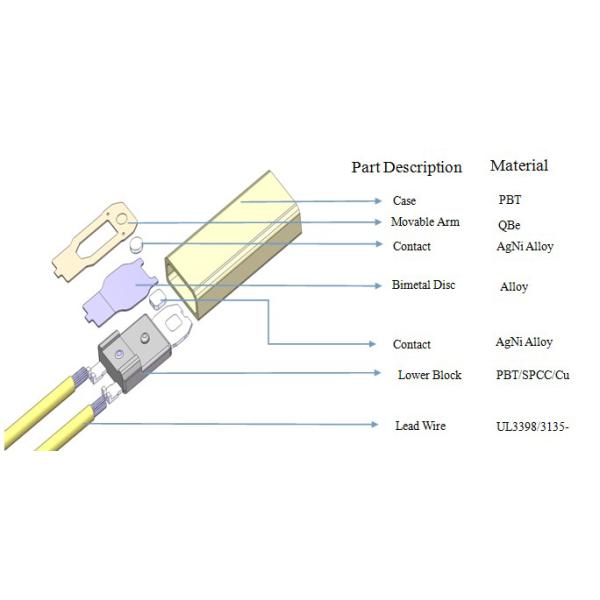 переключатель температуры переключателя 24V 3A протектора 13.5x5.4x2.4mm термальный небольшой биметаллический