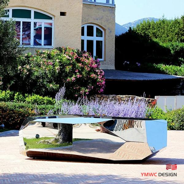 Stainless Steel Stone Shaped Park Decoration Sculpture Customizable Metal Mirror Sculpture