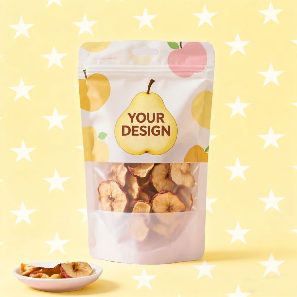 Custom Printed Stand up Dried Fruit Bags Clear Window Heat Seal PE Material Moistureproof Resealable for Retail Daily Snacking