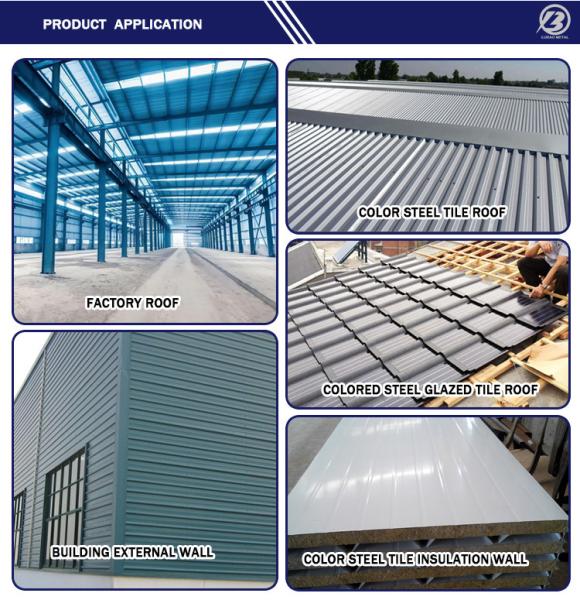 Z30-Z40 Revestimento Dx52d Painel de telhado de aço Cor PPGI Painel de telhado de aço ondulado 0.1mm 0.2mm 0.3mm para material de telhado