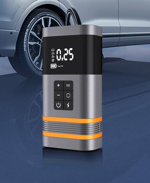 Powerful 150PSI 7500mAH Wireless Car Tire Inflator Pump with Jump Starter and Power Bank
