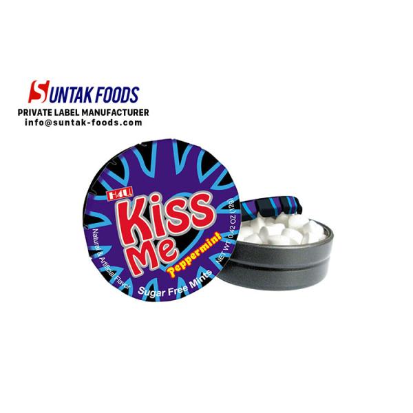 No Sugar Round White Mint Candy , Peppermint Flavored Candy With Display Box