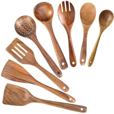 Grupo de madeira de cozimento não-aderente das colheres dos utensílios de bambu da cozinha