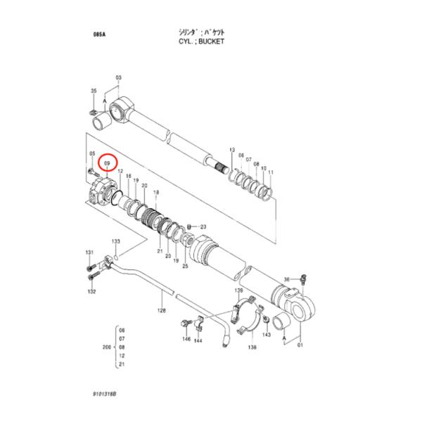 Части экскаватора головки цилиндра железы цилиндра ведра Belparts EX220-5 1023340 запасные