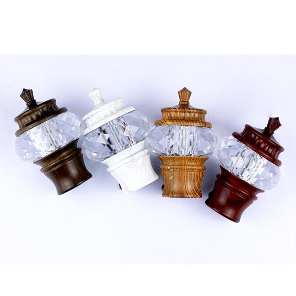 Decorative Glass Curtain Pipe Rod Leaf Finials With 22mm 25mm Size
