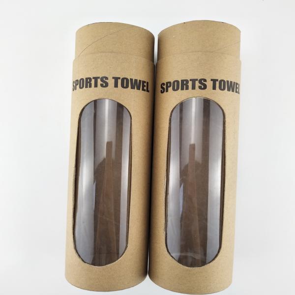 Kraft Round Packaging Box / Brown Cardboard Paper Tube PVC Window Cylinder Box
