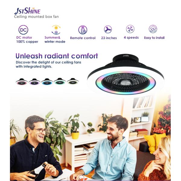 Experimente o melhor de ambos os mundos com o nosso ventilador de teto LED de 23 polegadas e motor DC