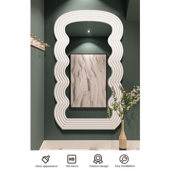 White Wavy Full Length Mirror 71x32 Arched Mirror For Bedroom And Living Room