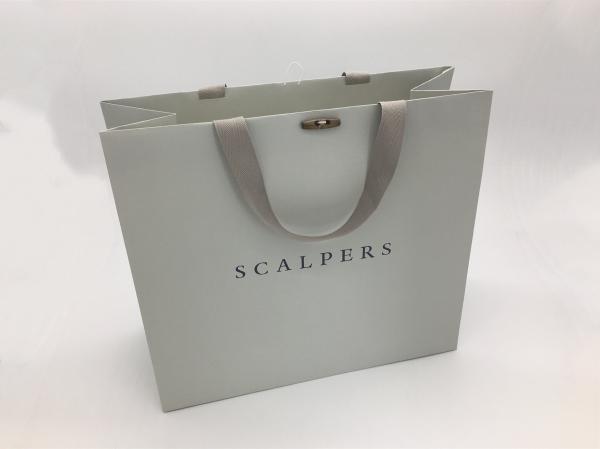 Kraft Texture Branded Paper Bags With Wooden Button Flat Cotton Rope