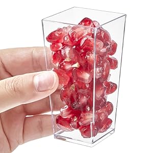 Square Mini Dessert Cups With Spoons Clear Plastic Dessert Shooter Cups For For Party, Yogurt, Parfait, Cheesecake, Pudding, Jello And Appetizers