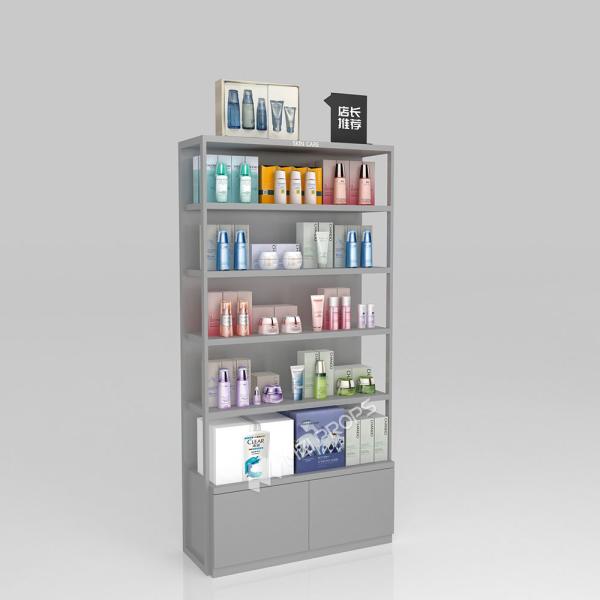 Design intérieur magasin de maquillage Grain de bois comptoir pour la mode-avant table d'affichage et armoire de magasin de luxe