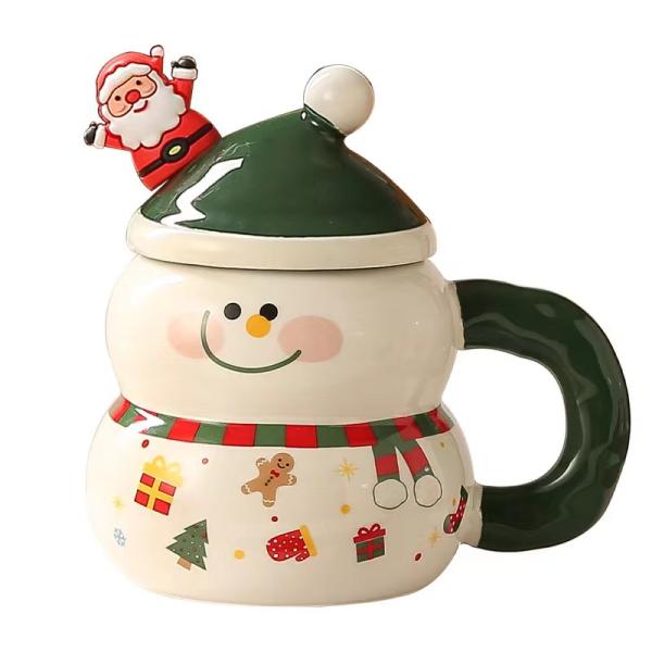 1 Piece Guarantee Ceramic Santa Mug Christmas Cup with Custom Logo Design and Spoon