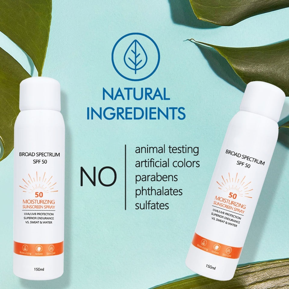 OEM ODM Sunscreen Spray Brand Custom Organic Body and Face Sunscreen Waterproof Moisturizing Whitening SPF 50 Sunscreen Mist Spray