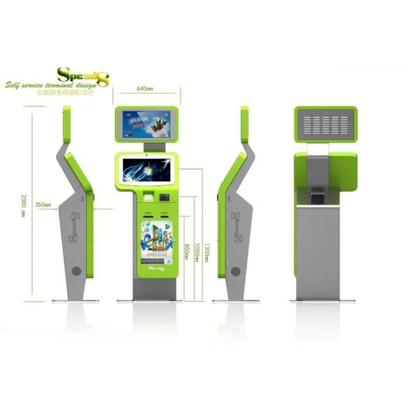Card Printer and Card dispenser UPS Dual Touch Screen Kiosk for Ticketing / Card Printing