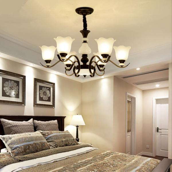 Black wrought iron chandeliers sale with Glass Lampshade (WH-CI-101)