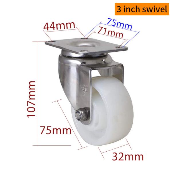 EDL 3 Inch Stainless Steel Medium Duty Caster With Durable Wheel Loading 150Kg S543P-25