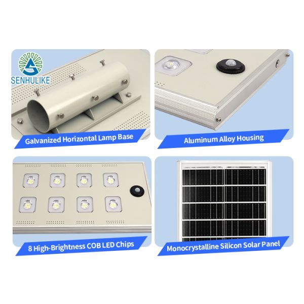 All in One Solar LED Street Light, Monocrystalline Panel COB LED Zero Electricity Cost, IP65 Waterproof for Municipal Engineering