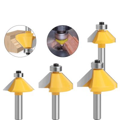 YingBa Professional Tool Manufacturer 8mm Shank  45 Degree  Carbide Bevel Edge Trimming Bits for Wood Woodworking Bits