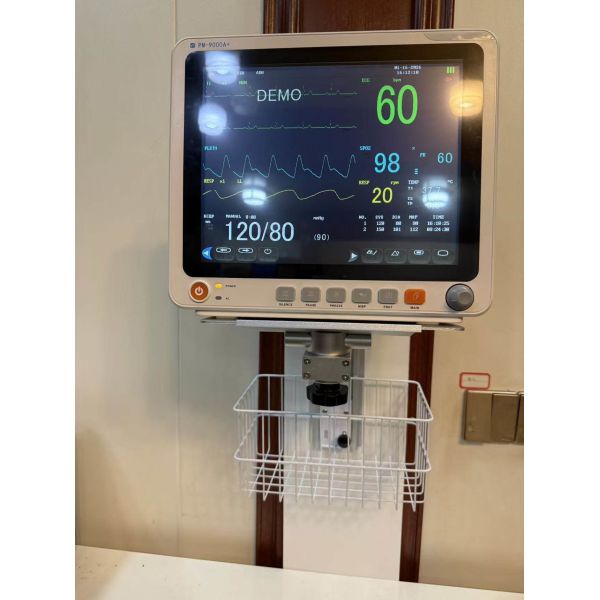 Height Adjustable White Metal Patient Monitor Holder Wall Mounted Stand for Hospital Ward