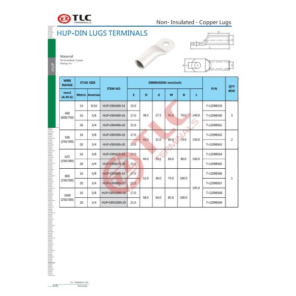 400-1000mm2 Copper Mechanical Cable Lugs High Current Terminals Lug High Power Safty Connection