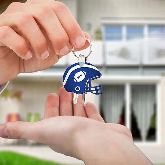 Sublimation Football Helmet Mdf Keyring Blanks Double Sided Custom Wooden Keychain