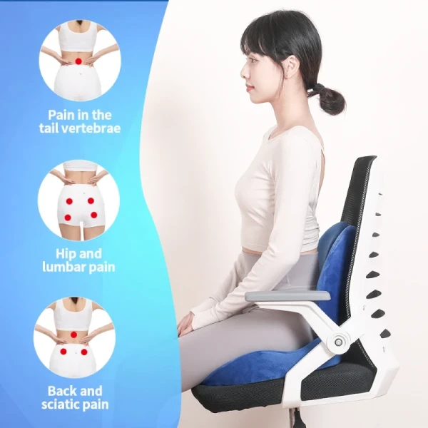 2 in 1 Memory Foam Seat Cushion with Back Support Cushion 35.2X41X9.5cm / 38.6x27x10cm