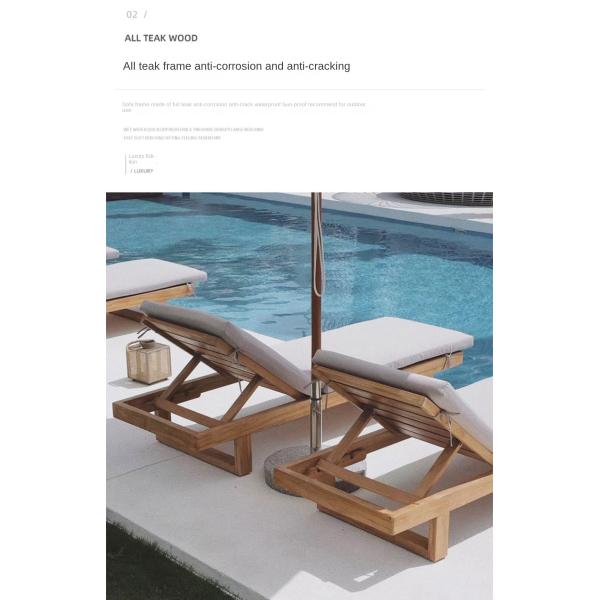 Customized Luxury Pool Teak Wood Lounge Chair Lesiure Bed