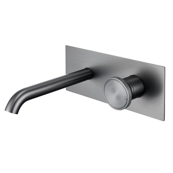Embedded Wall Basin Brushed Aluminum Faucets Contemporary Kitchen Taps Copper