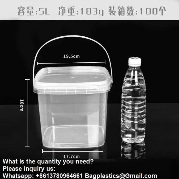 Bucket With Lid, Clear Bucket, Plastic Food Storage Container, Ice Cream Bucket, Reusable Container, Plastic Bucket, Tub With Lid, Storage Container, Round Plastic Pail, BPA Free, Pail With Handle