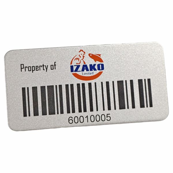 Customized Metal Bar Code Label Aluminum Laser Serial Number Asset Label For Outdoor Use
