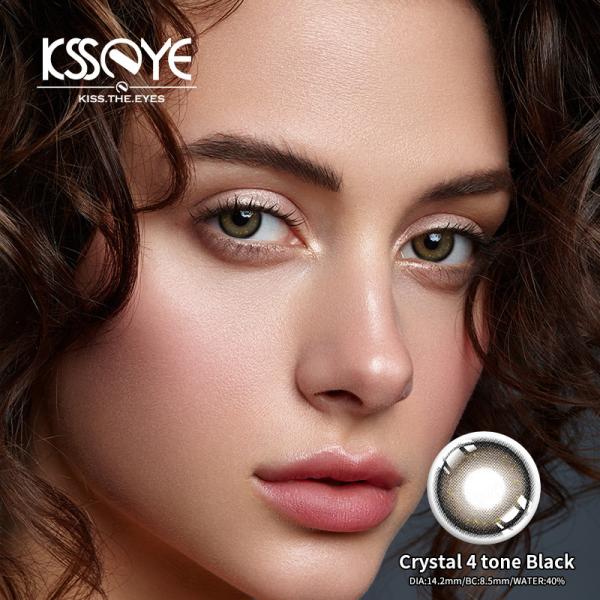OEM Cosmetic Tinted Circle Black Pupil Contact Lenses 3 Tone For Dark Eyes