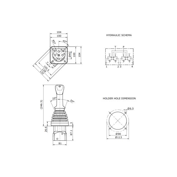 Hydraulic Control System 2-Axis Joystick RCX 03 A02 for Rotary Drilling Rigs 5-25bar