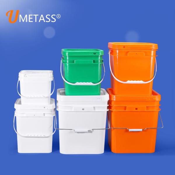 PP Square Shape 5 Gallon Paint Pail Transparent Food Grade Plastic Bucket With Lid Handle