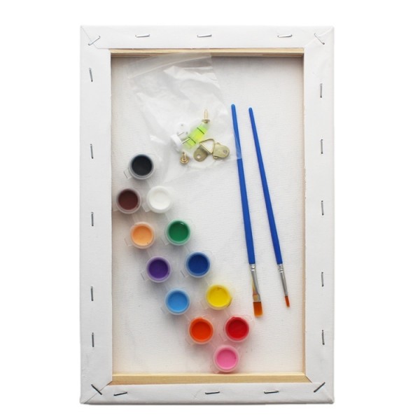 hot sale animal printing kids oil painting canvas with watercolor set