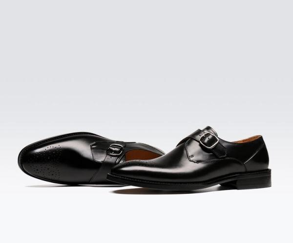 Oxford Leather Mens Buckle Dress Shoes green / Black Gentleman Dress Shoes