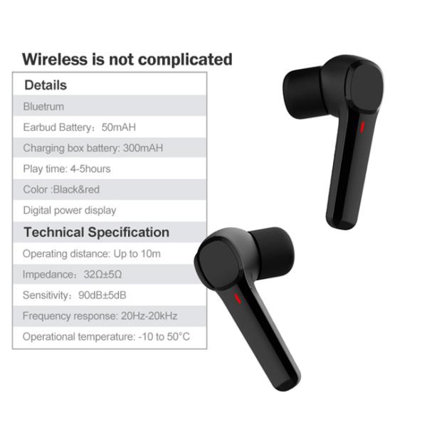 LED Display Water Resistant Wireless Earbuds Ipx4 Earphones 4h