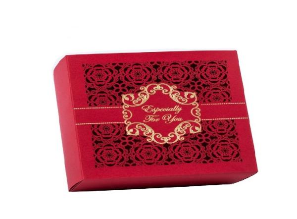 Square Lace Laser Cut Chocolate Paper Box  For Wedding Invitation