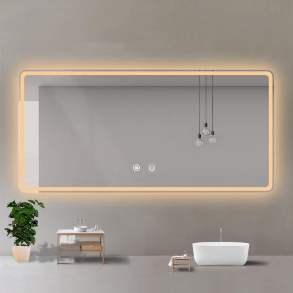 4mm Waterproof LED Bathroom Mirror with Touch Screen Switch and Silver Mirror