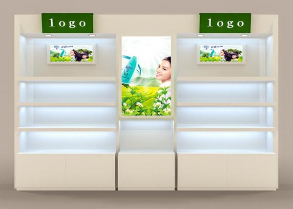 Eco Friendly Wooden Cosmetic Store Furniture Stable Structure For Terminal Stores